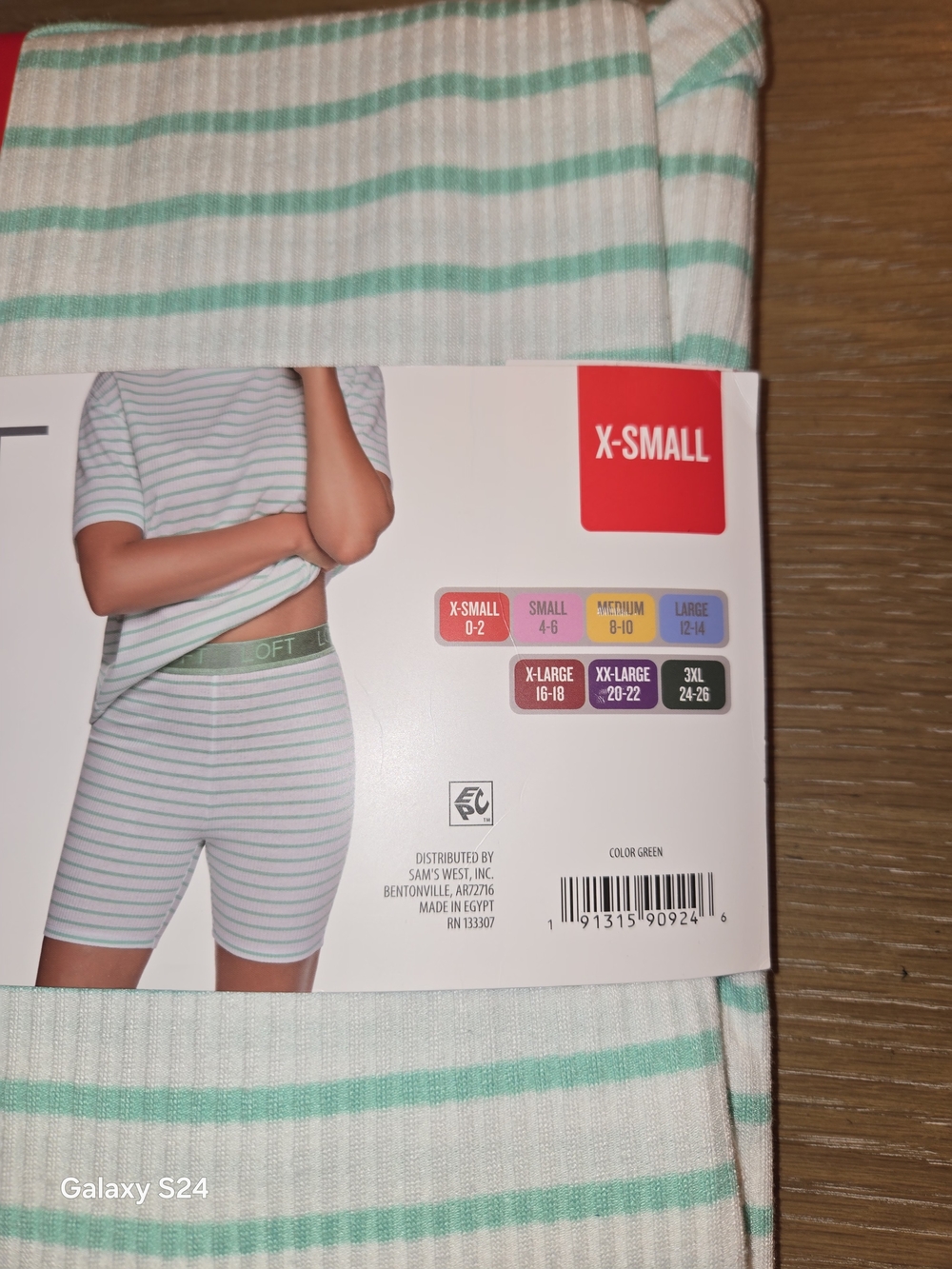 LOFT Mint Green & White Striped Bike Short Pajama Set Sz XS New - Picture 4 of 4